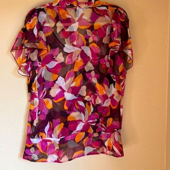 Laundry by Shelli Segal silk tie blouse M - Picture 2 of 7